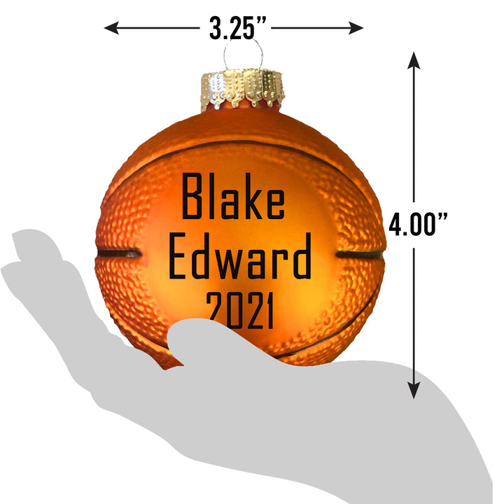 Personalized Basketball Glass Ornament Gift, Customize with Your Personal Message