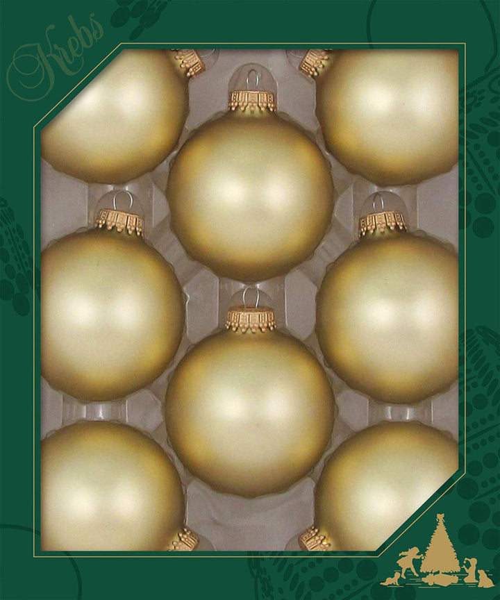 Christmas By Krebs 2 5/8" (67mm) Seamless Glass Ornament [8 Pieces], Decorated Designer Heirloom (Velvet Harvest Gold)