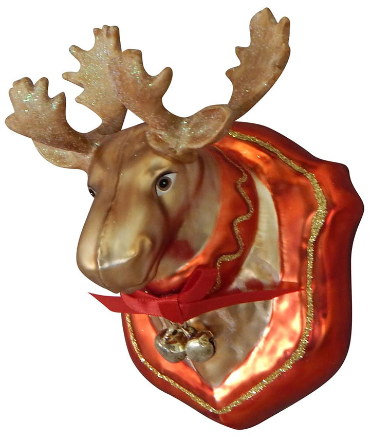 Christmas By Krebs Blown Glass  Collectible Tree Ornaments  (4 1/2" Mounted Moose Head)