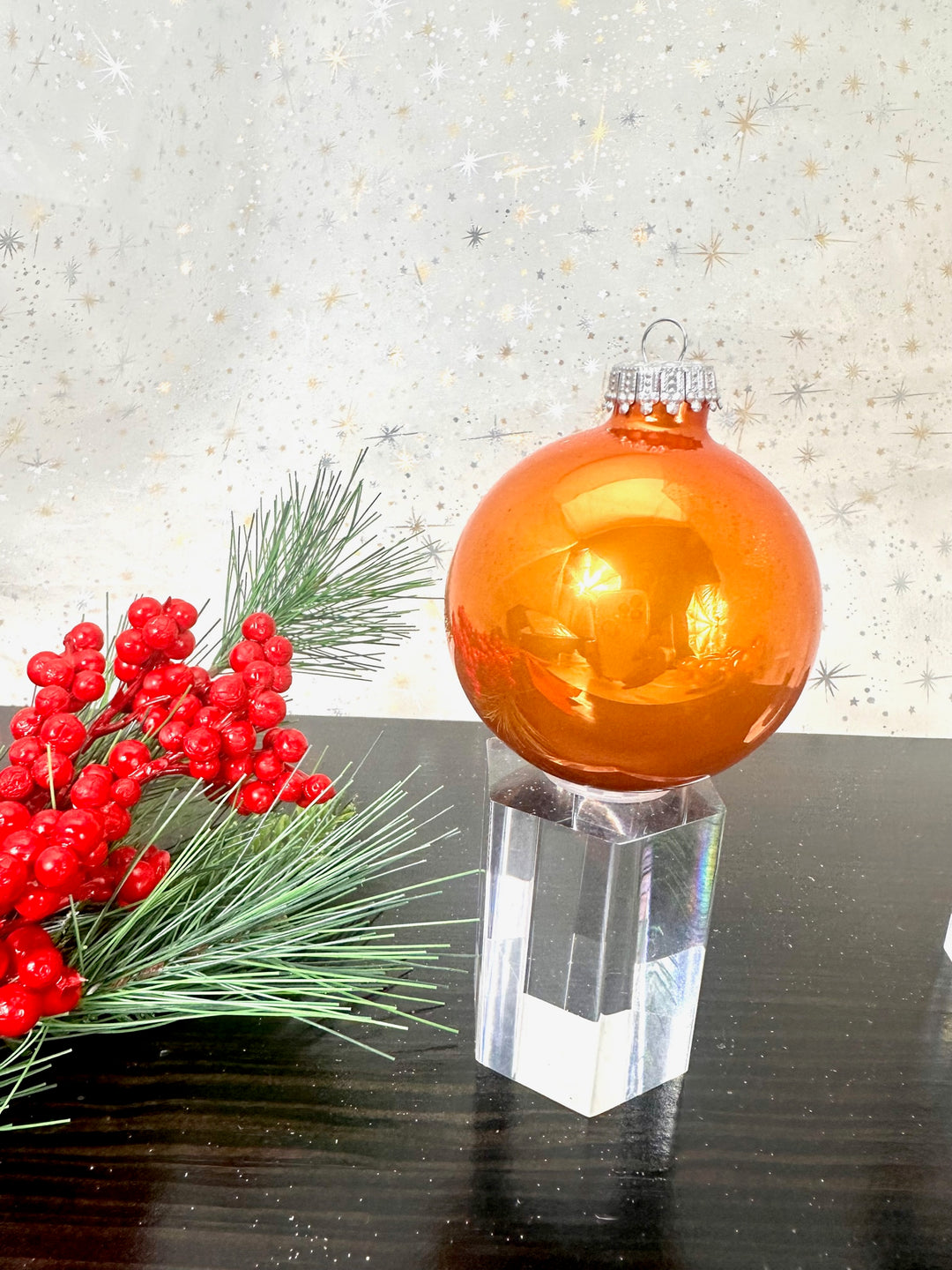 Glass Christmas Tree Ornaments - 67mm / 2.63" [8 Pieces] Designer Balls from Christmas By Krebs Seamless Hanging Holiday Decor (Shiny Orange Crush)