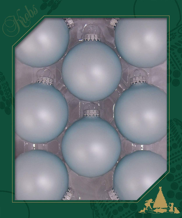 Christmas By Krebs 2 5/8" (67mm) Seamless Glass Ornament [8 Pieces], Decorated Designer Heirloom (Velvet Misty Aqua Blue)