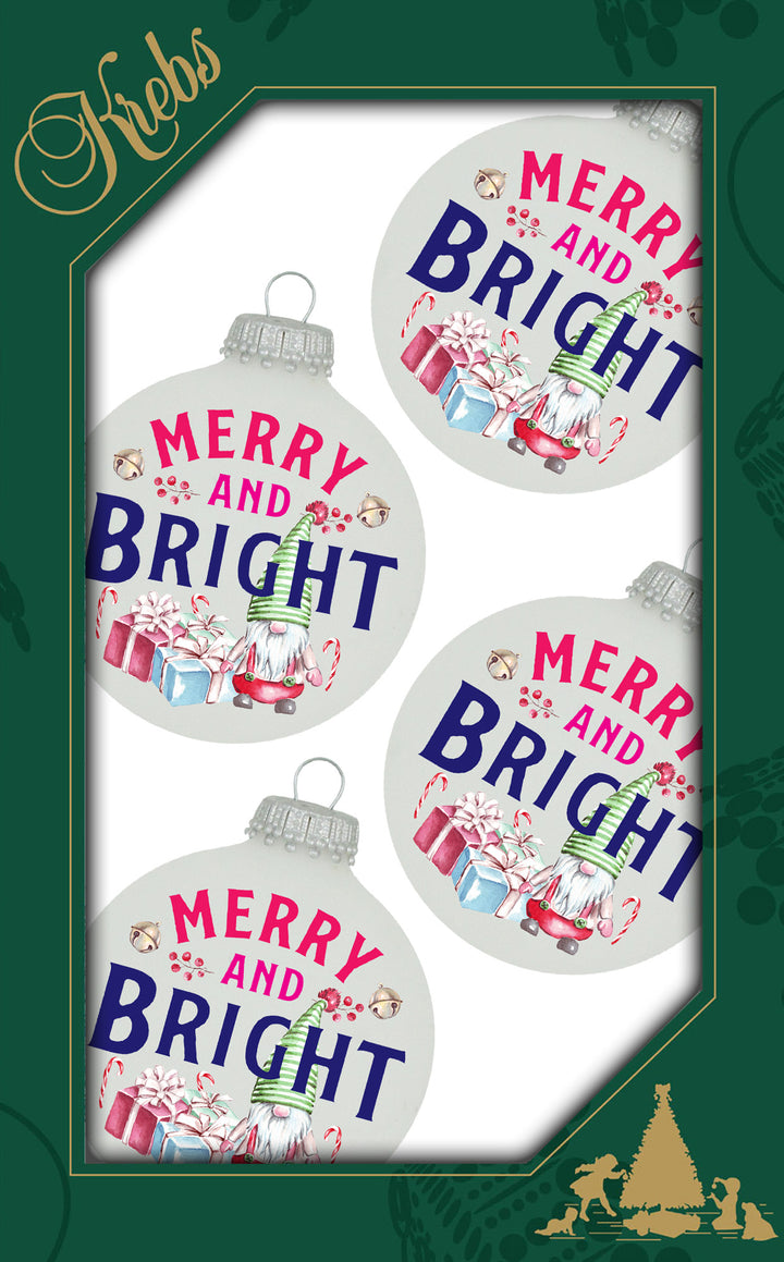 Frost 2 5/8" Ball with Merry and Bright (4)