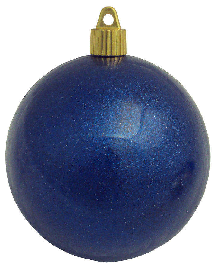 Christmas By Krebs 4" (100mm) Dark Blue Sparkle [4 Pieces] Solid Commercial Grade Indoor and Outdoor Shatterproof Plastic, Water Resistant Ball Ornament Decorations