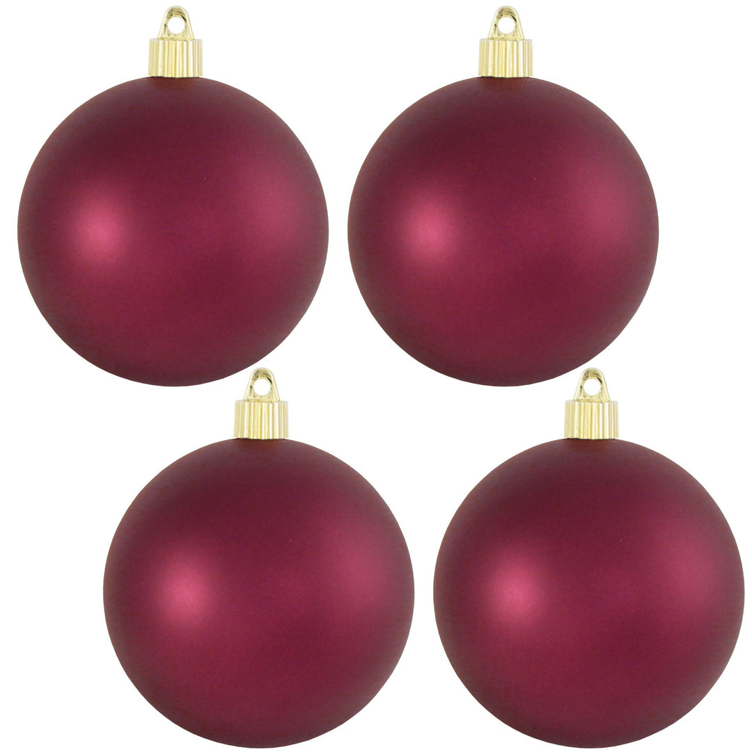 Christmas By Krebs 4 3/4" (120mm) Velvet Bayberry Red [4 Pieces] Solid Commercial Grade Indoor and Outdoor Shatterproof Plastic, UV and Water Resistant Ball Ornament Decorations