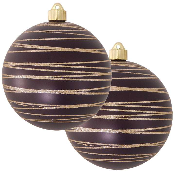 Christmas By Krebs 6" (150mm) Ornament, [2 Pieces], Commercial Grade Indoor and Outdoor Shatterproof Plastic, Water Resistant Decorated Ball Shape Ornament Decorations (Cowboy Brown with Tanlges)