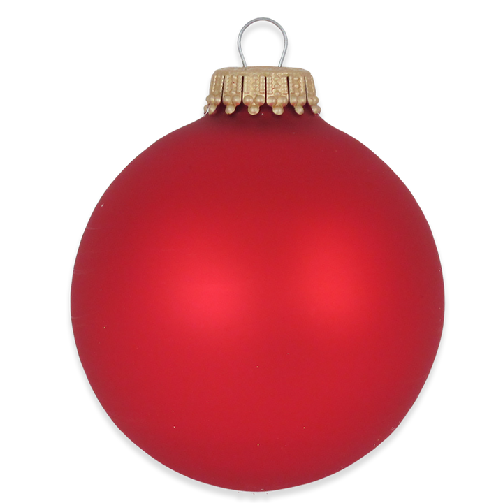 Glass Christmas Tree Ornaments - 67mm/2.63" Designer Balls from Christmas by Krebs - Seamless Hanging Holiday Decorations for Trees - Set of 12 Ornaments (Velvet Red, White and Blue)