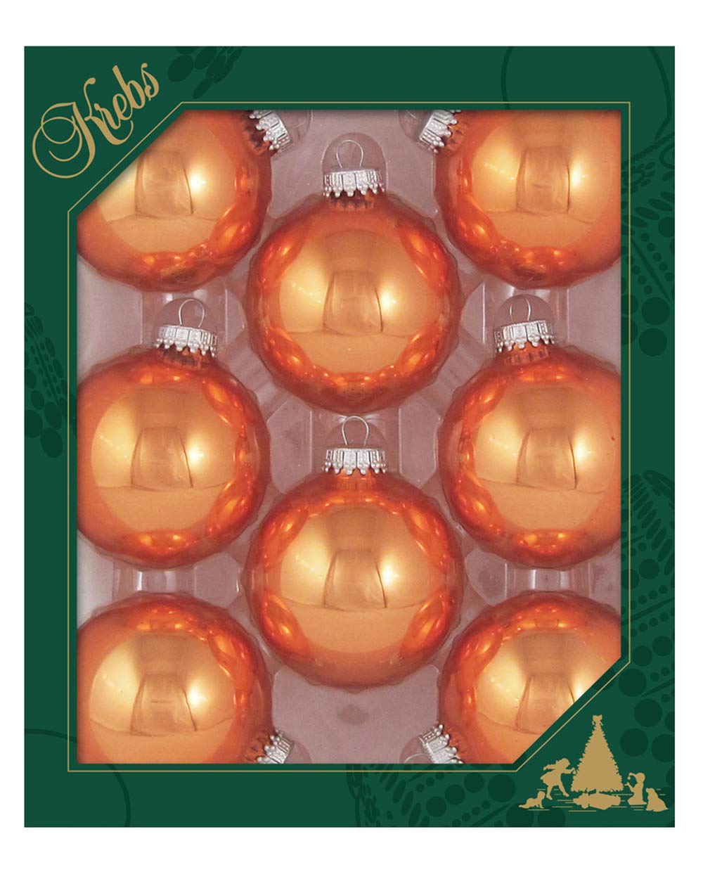 Glass Christmas Tree Ornaments - 67mm / 2.63" [8 Pieces] Designer Balls from Christmas By Krebs Seamless Hanging Holiday Decor (Shiny Orange Crush)