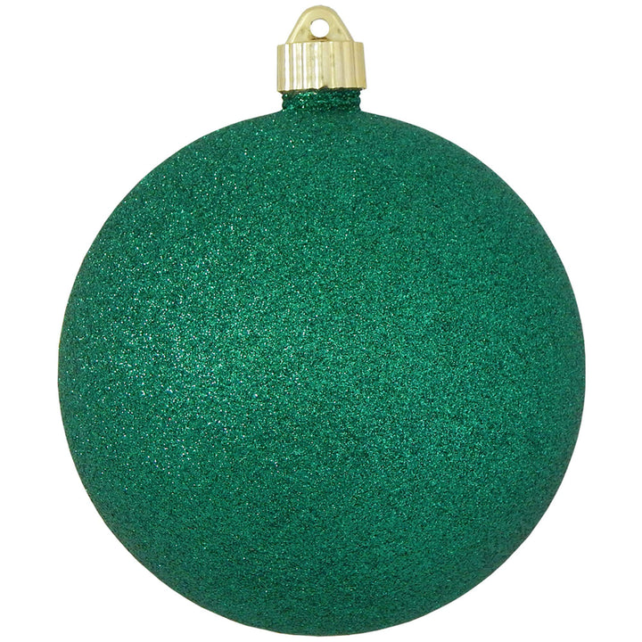Christmas By Krebs 6" (150mm) Emerald Green Glitter [2 Pieces] Solid Commercial Grade Indoor and Outdoor Shatterproof Plastic, Water Resistant Ball Ornament Decorations