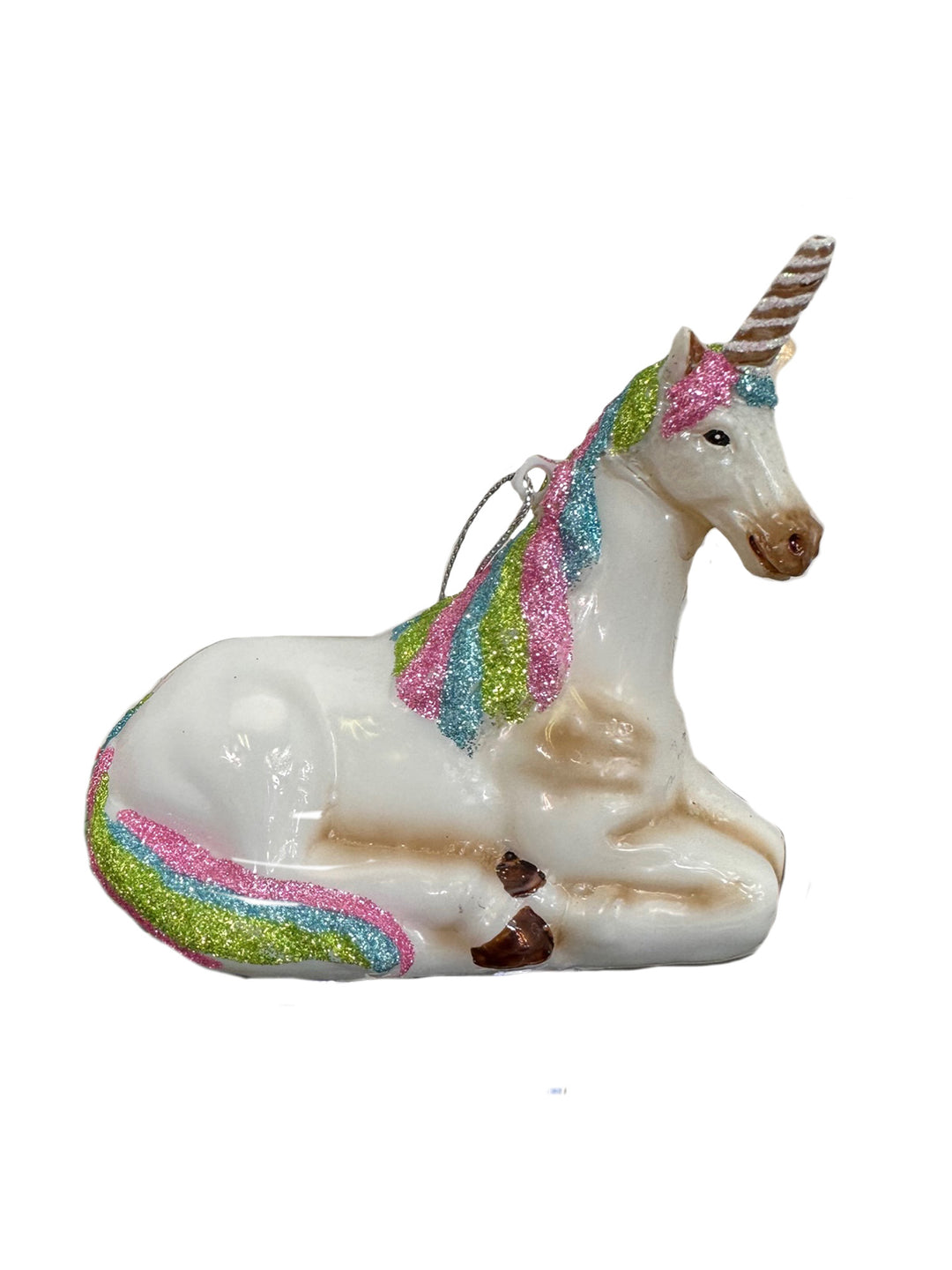 Christmas By Krebs Blown Glass  Collectible Tree Ornaments  (Laying Unicorn)