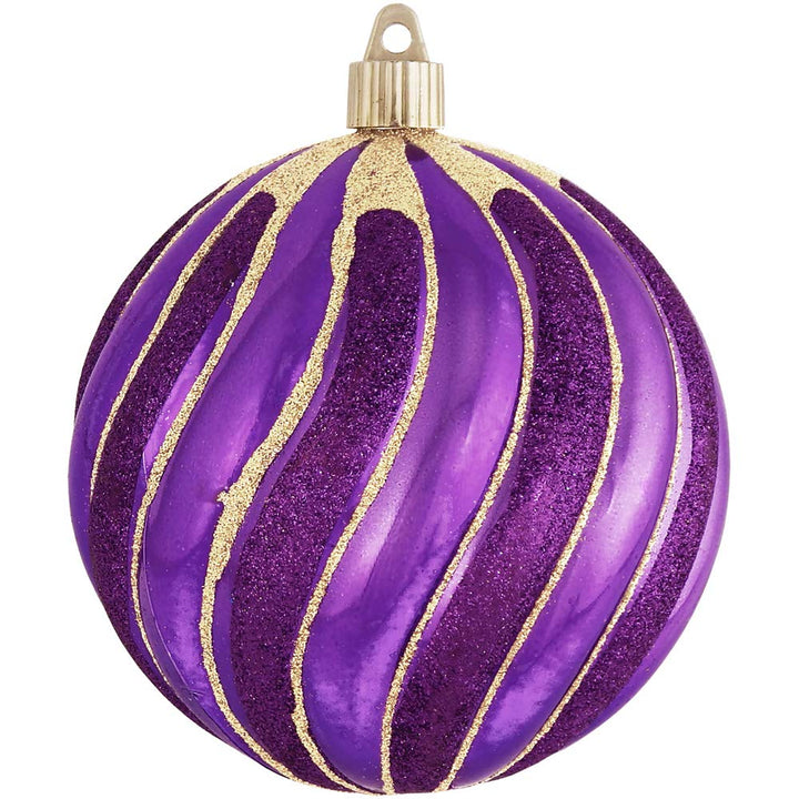 Christmas By Krebs 4 3/4" (120mm) Ornament [4 Pieces] Commercial Grade Indoor & Outdoor Shatterproof Plastic, Water Resistant Ball Shape Ornament Decorations (Vivacious Purple)