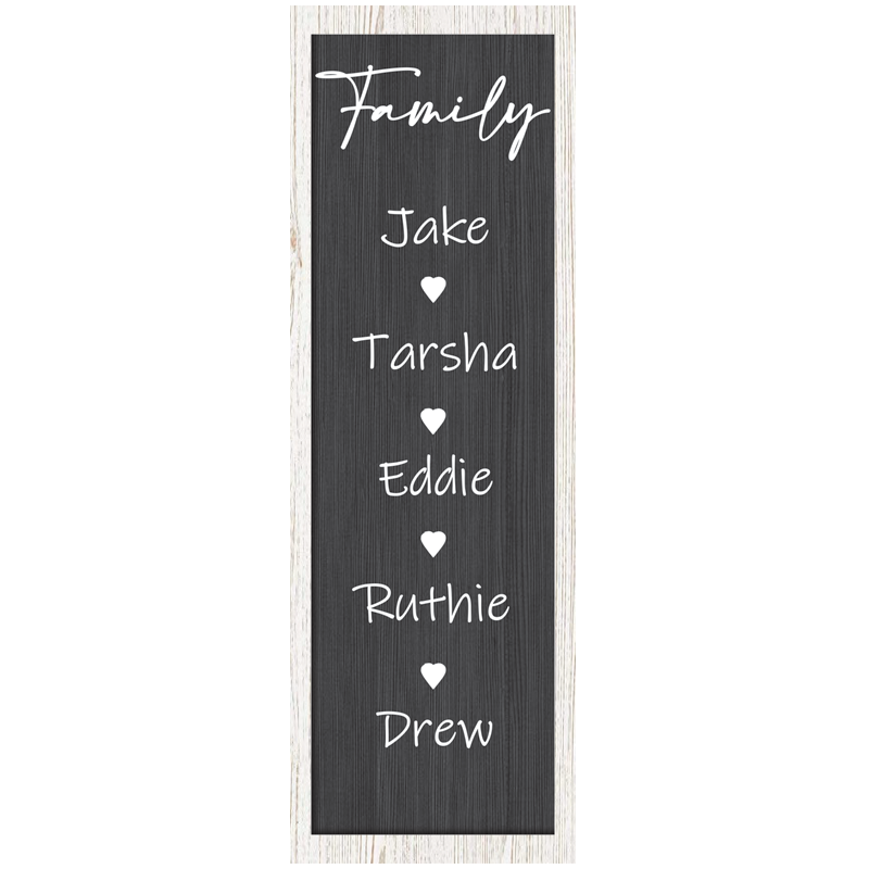 11"x20" and 23-7/8"x15-7/8" Vertical Personalized Family Tree Framed Wood Sign