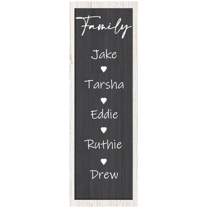 11"x20" and 23-7/8"x15-7/8" Vertical Personalized Family Tree Framed Wood Sign