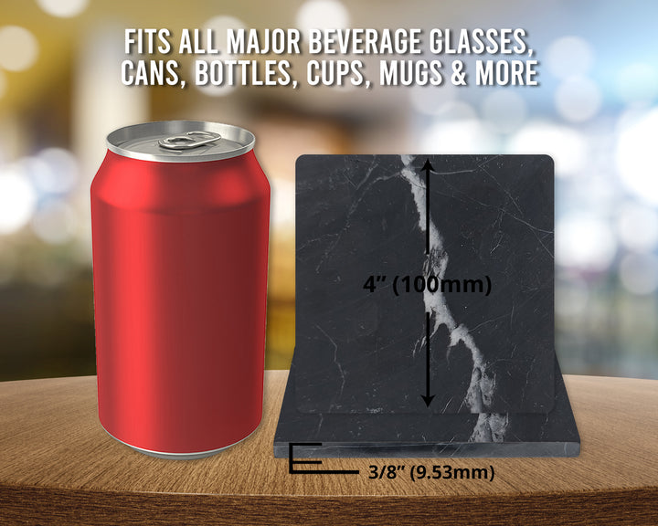 Krebs Bar Coaster Set of 4-4" Black Marble Stone |  Zodiac Tarot | Birthday Gift