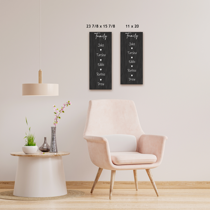 11"x20" and 23-7/8"x15-7/8" Vertical Personalized Family Tree Unframed Wood Sign