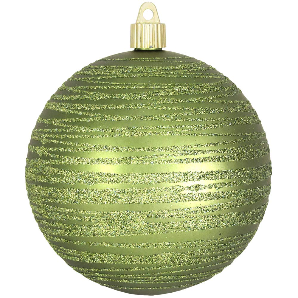 Christmas By Krebs 4 3/4" (120mm) Ornament [4 Pieces] Commercial Grade Indoor & Outdoor Shatterproof Plastic, Water Resistant Ball Shape Ornament Decorations (Krypton Green with Lime Tangles)