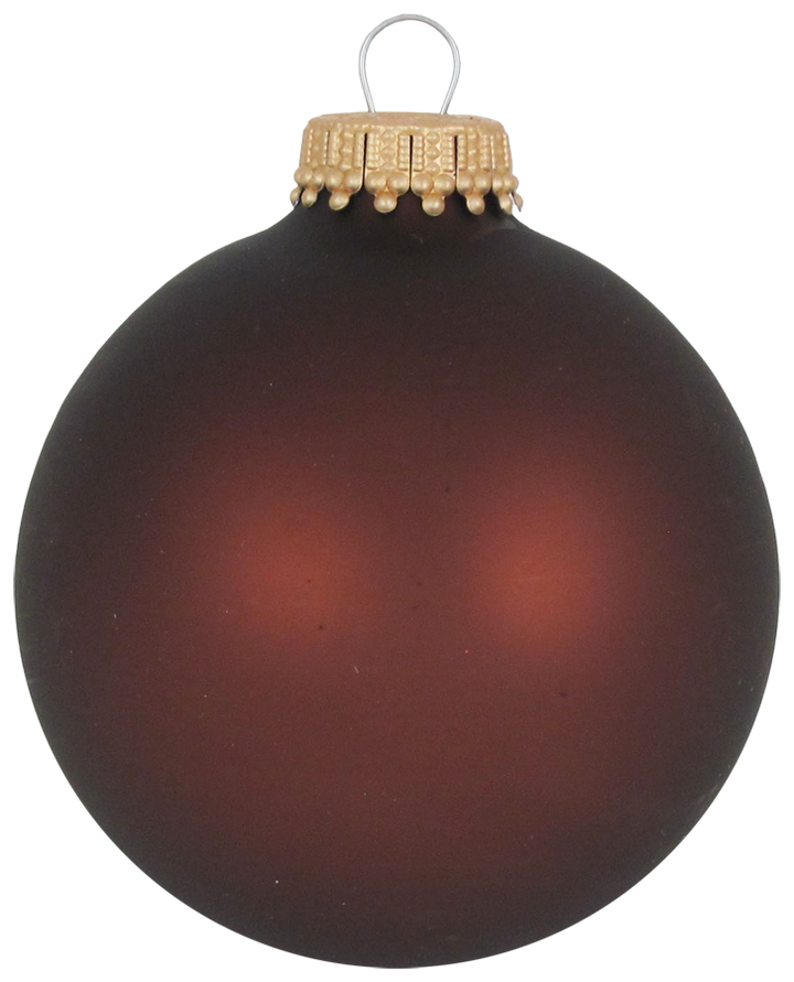 Glass Christmas Tree Ornaments - 67mm / 2.63" [8 Pieces] Designer Balls from Christmas By Krebs Seamless Hanging Holiday Decor (Velvet Mustang Brown)