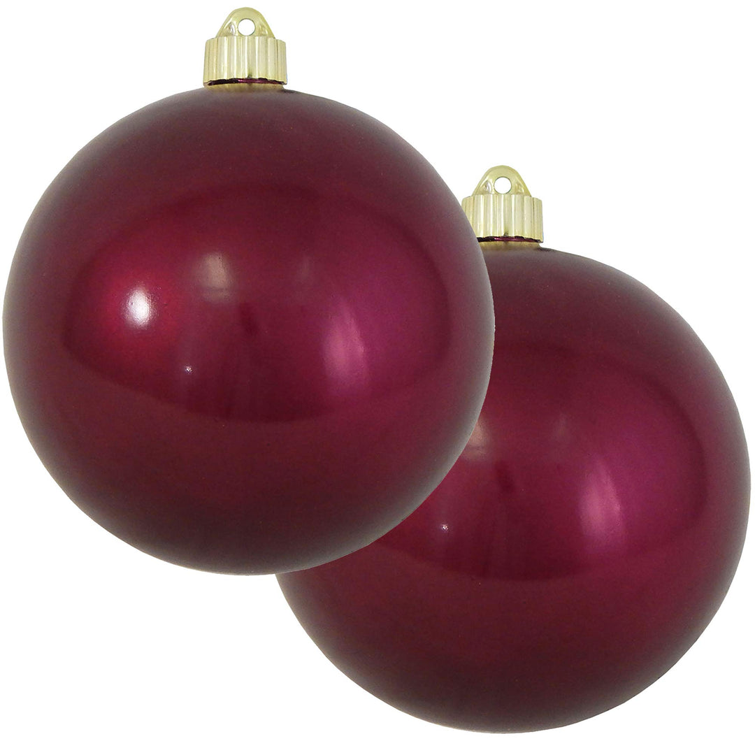 Christmas By Krebs 6" (150mm) Shiny Merlot Red [2 Pieces] Solid Commercial Grade Indoor and Outdoor Shatterproof Plastic, UV and Water Resistant Ball Ornament Decorations