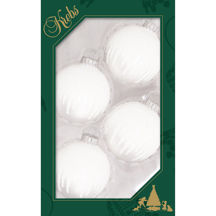 Glass Christmas Tree Ornaments - 67mm/2.625" [4 Pieces] Decorated Balls from Christmas by Krebs Seamless Hanging Holiday Decor (Silver Midas with Icicles)