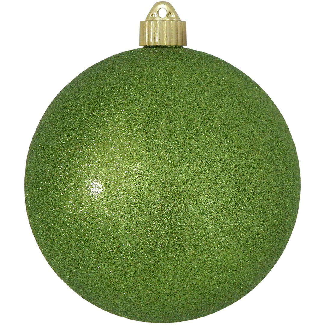 Christmas By Krebs 6" (150mm) Lime Green Glitter [2 Pieces] Solid Commercial Grade Indoor and Outdoor Shatterproof Plastic, Water Resistant Ball Ornament Decorations