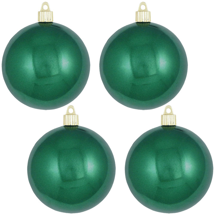 Christmas By Krebs 4" (100mm) Shiny Blarney Green [4 Pieces] Solid Commercial Grade Indoor and Outdoor Shatterproof Plastic, UV and Water Resistant Ball Ornament Decorations