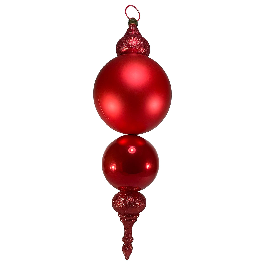 Christmas By Krebs Giant Finial, Commercial Grade Indoor and Outdoor Shatterproof Plastic, Water Resistant Multipiece Finial Decoration (Sonic and Glitter Red, 25.5 inch Giant Finial)