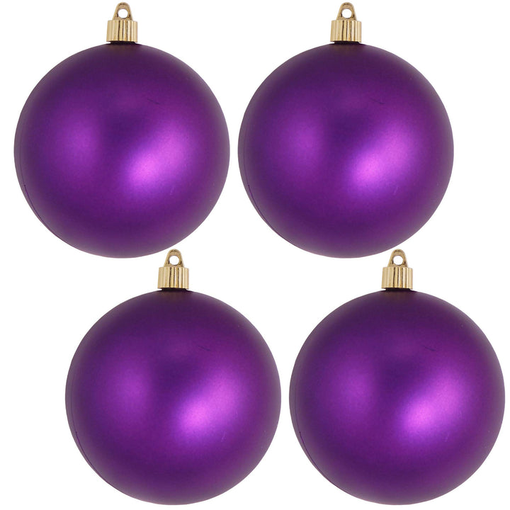 Christmas By Krebs 4 3/4" (120mm) Velvet Diva Purple [4 Pieces] Solid Commercial Grade Indoor and Outdoor Shatterproof Plastic, UV and Water Resistant Ball Ornament Decorations