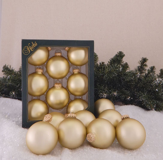 Glass Christmas Tree Ornaments - 67mm / 2.63" [8 Pieces] Designer Balls from Christmas By Krebs Seamless Hanging Holiday Decor (Velvet Harvest Gold)