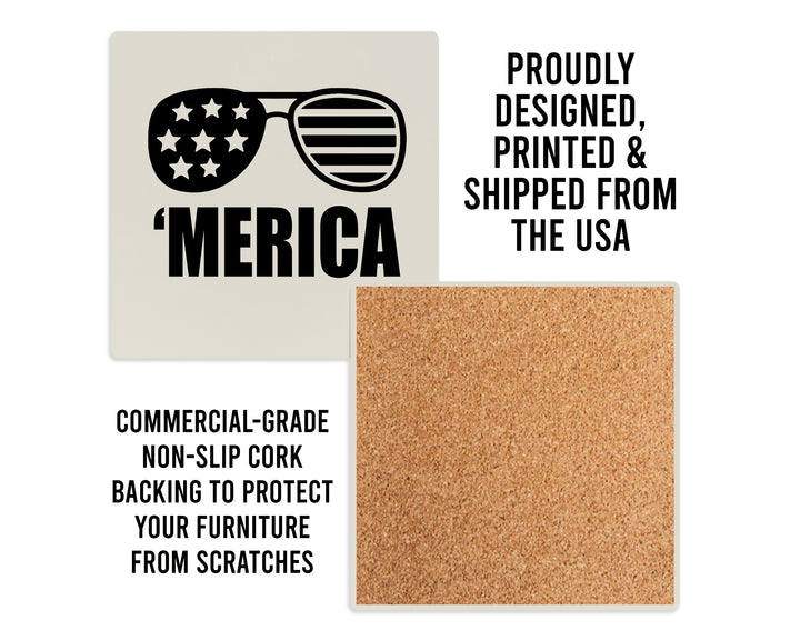 [Set of 4] 4" Premium Absorbent Ceramic Square Coaster Set | "Gnomes" Collection Coasters| Set of 4