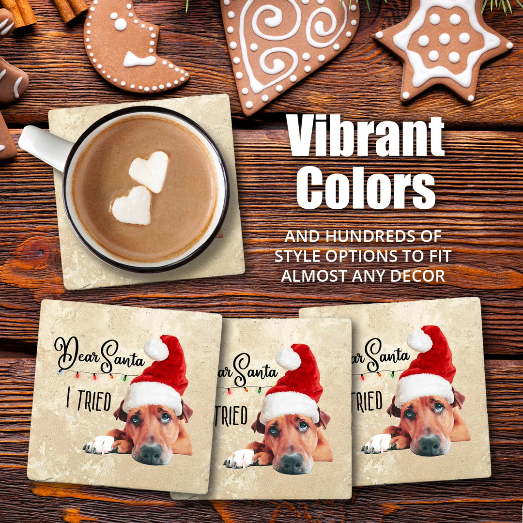 4" Christmas Holiday Travertine Coasters - Red Cardinal, 2 Sets of 4, 8 Pieces - Christmas by Krebs Wholesale