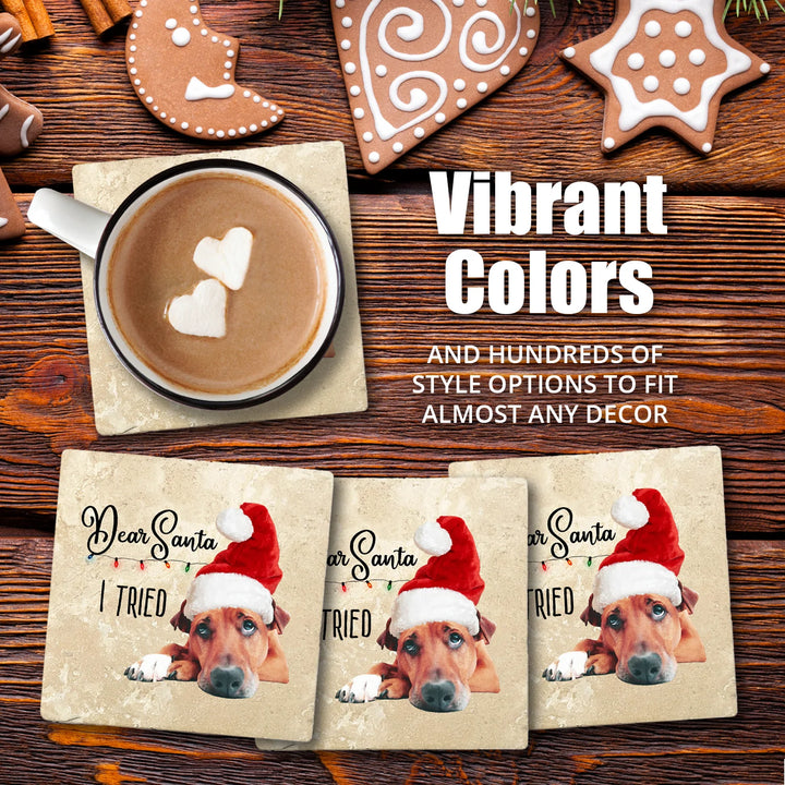 4" Christmas Holiday Travertine Coasters - Red Cardinal, 2 Sets of 4, 8 Pieces - Christmas by Krebs Wholesale