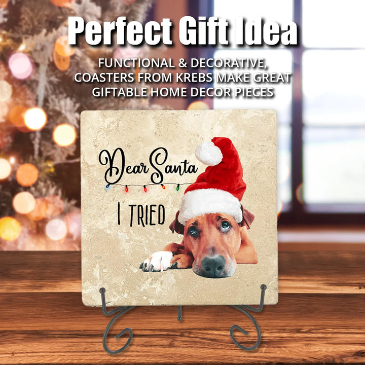 4" Christmas Holiday Travertine Coasters - Snowman - Let it Snow, 2 Sets of 4, 8 Pieces - Christmas by Krebs Wholesale