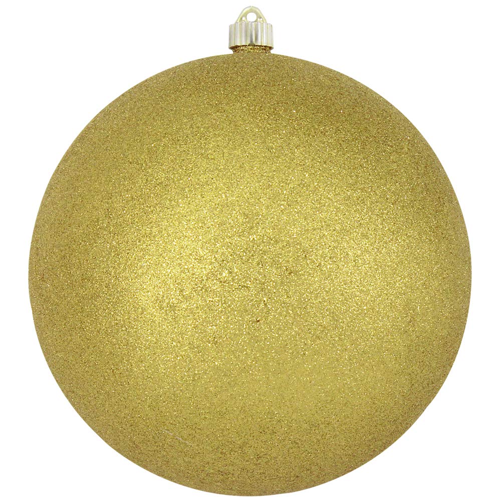 Christmas By Krebs 10" (250mm) Gold Glitter [1 Piece] Solid Commercial Grade Indoor and Outdoor Shatterproof Plastic, Water Resistant Ball Ornament Decorations