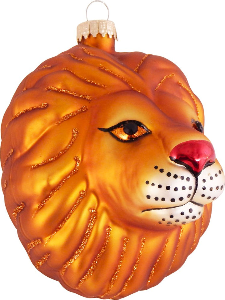 Christmas By Krebs Blown Glass  Collectible Tree Ornaments  (3.25" Lion Head)