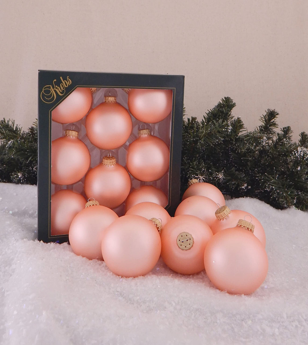 Glass Christmas Tree Ornaments - 67mm / 2.63" [8 Pieces] Designer Balls from Christmas By Krebs Seamless Hanging Holiday Decor (Velvet Coral Pink)
