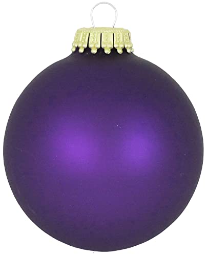 Glass Christmas Tree Ornaments - 67mm / 2.63" [8 Pieces] Designer Balls from Christmas By Krebs Seamless Hanging Holiday Decor (Velvet Prism Violet Purple)