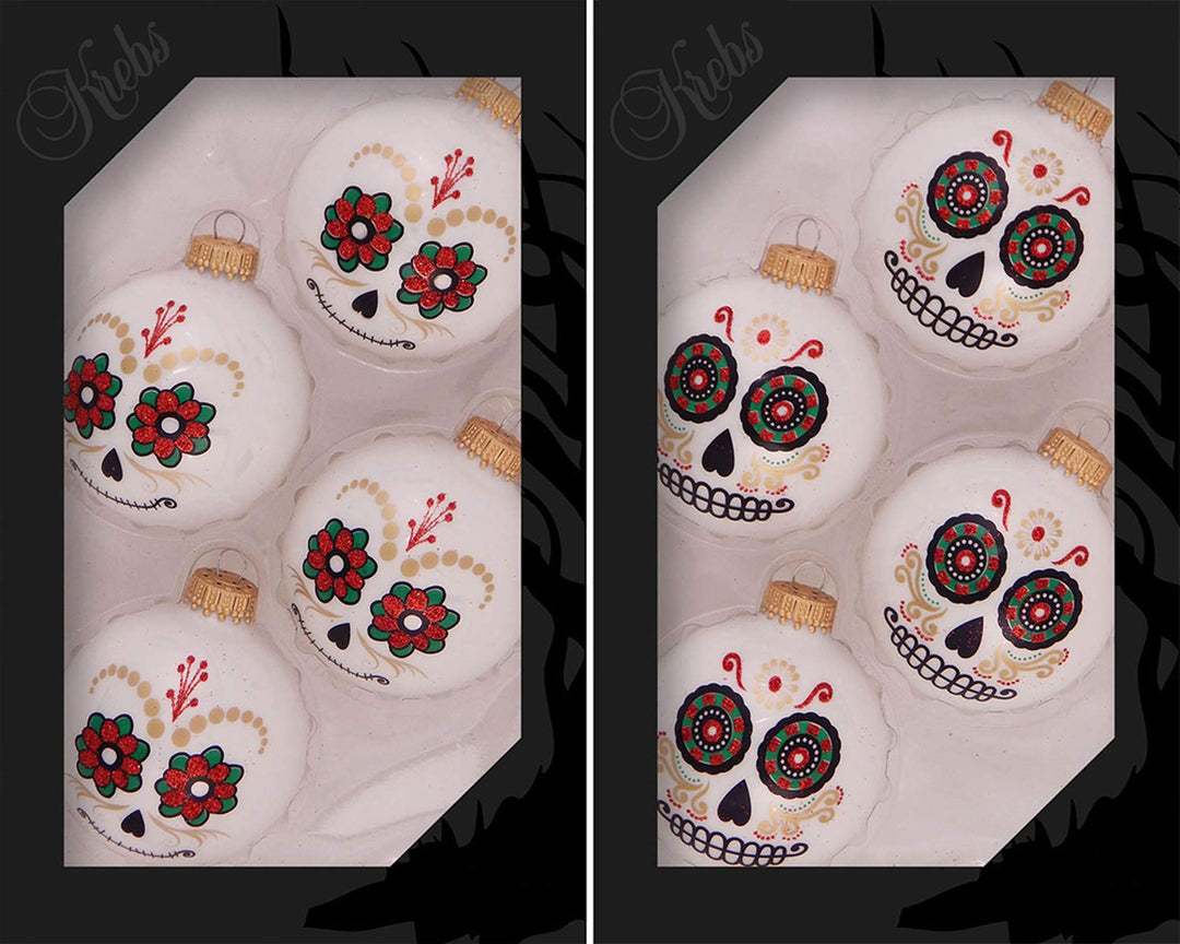 Halloween Tree Ornaments - 67mm/2.625" Decorated Glass Balls from Christmas by Krebs - Handmade Seamless Hanging Holiday Decorations for Trees - Set of 8