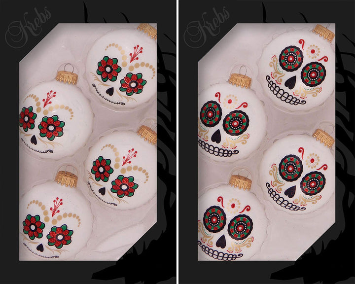 Halloween Tree Ornaments - 67mm/2.625" Decorated Glass Balls from Christmas by Krebs - Handmade Seamless Hanging Holiday Decorations for Trees - Set of 8