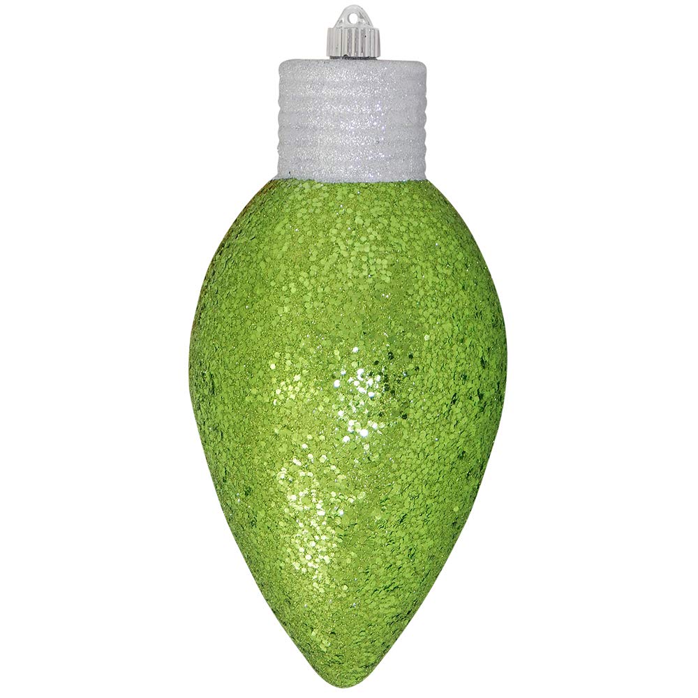 Christmas By Krebs 12" (300mm) Ornament, Commercial Grade Indoor, Outdoor Shatterproof Plastic Water Resistant Lightbulb Ornament (Lime Green Glitz)
