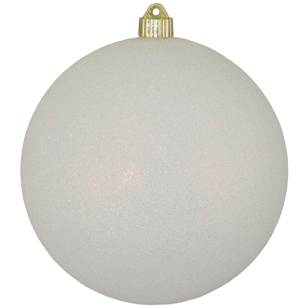 Christmas By Krebs 8" (200mm) Snowball White Glitter [1 Piece] Solid Commercial Grade Indoor and Outdoor Shatterproof Plastic, Water Resistant Ball Ornament Decorations