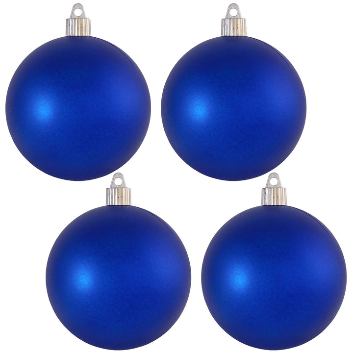 Christmas By Krebs 4" (100mm) Velvet Regal Blue [4 Pieces] Solid Commercial Grade Indoor and Outdoor Shatterproof Plastic, UV and Water Resistant Ball Ornament Decorations
