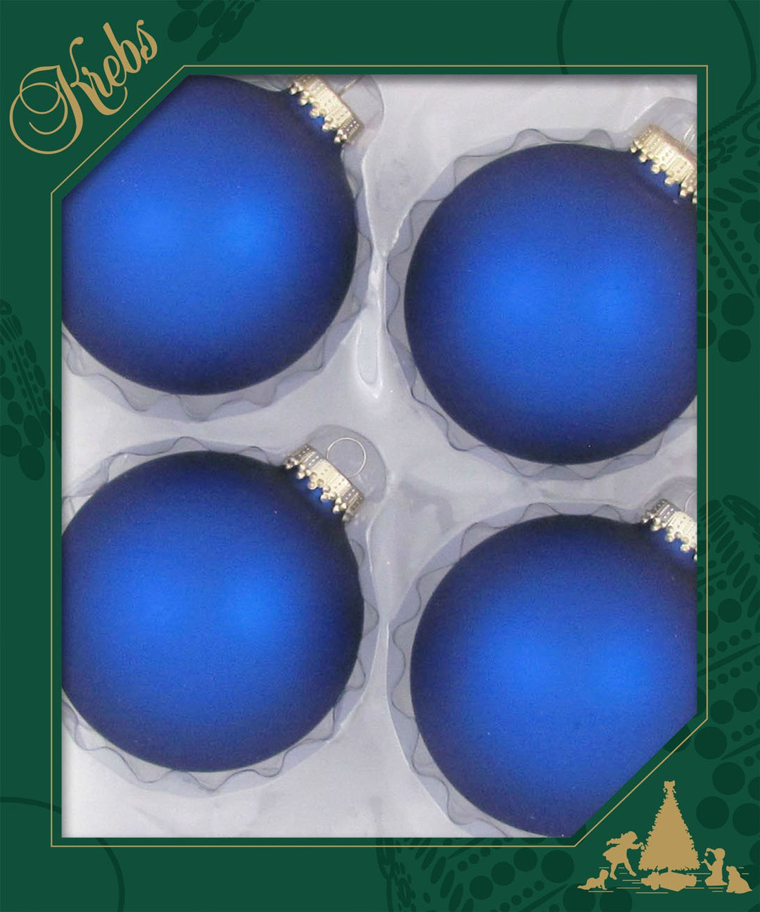 Glass Christmas Tree Ornaments - 80mm / 3.25" [4 Pieces] Designer Balls from Christmas By Krebs Seamless Hanging Holiday Decor (Velvet Blue)