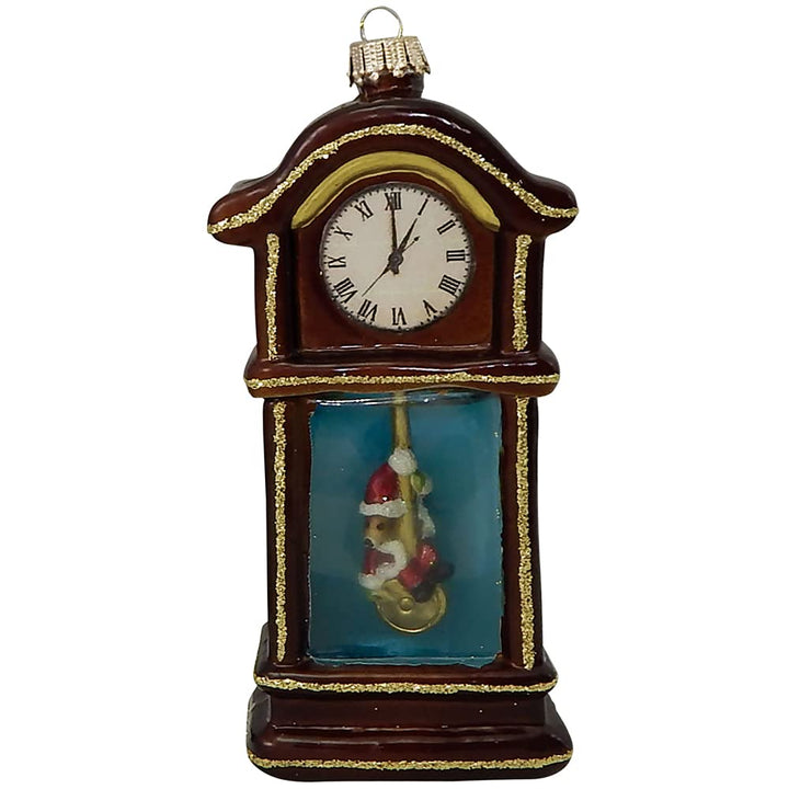 Christmas Tree Ornaments - Figurine Glass from Christmas By Krebs - Handcrafted Hanging Holiday Decor for Trees (4 1/2" Hickory Dickory Dock Clock)