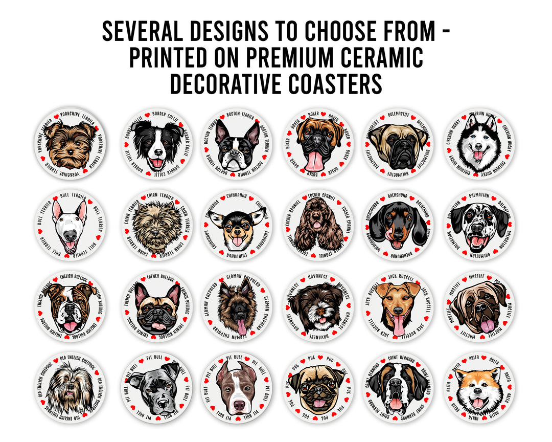 [Set of 4] 4" Premium Absorbent Ceramic Dog Lovers Round Coaster - Pit Bull