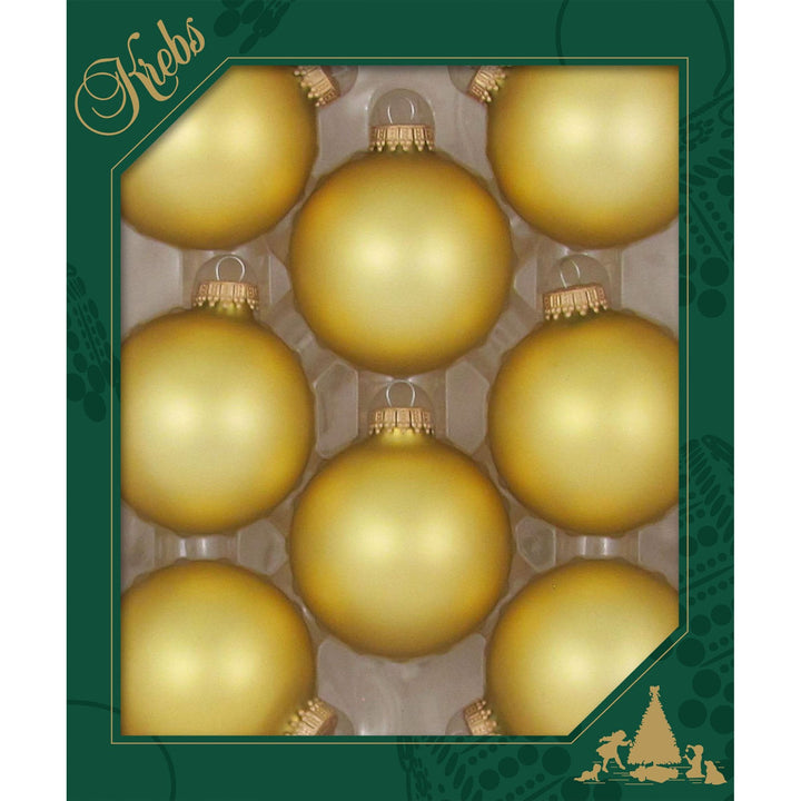 Glass Christmas Tree Ornaments - 67mm / 2.63" [8 Pieces] Designer Balls from Christmas By Krebs Seamless Hanging Holiday Decor (Velvet Gold)