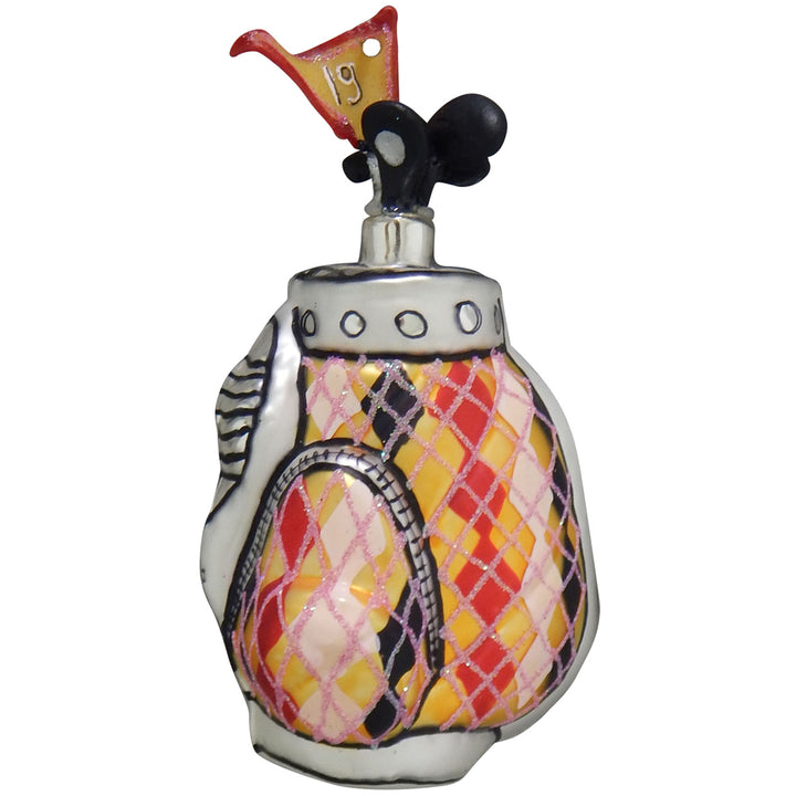 Christmas By Krebs Blown Glass  Collectible Tree Ornaments  (Pink Plaid Golf Bag)