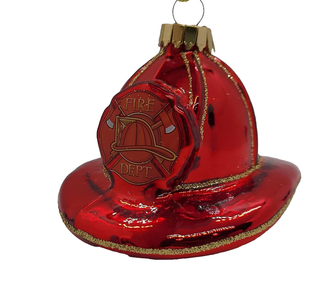 Christmas By Krebs Blown Glass  Collectible Tree Ornaments  (2 1/2" Firefighter Hat)