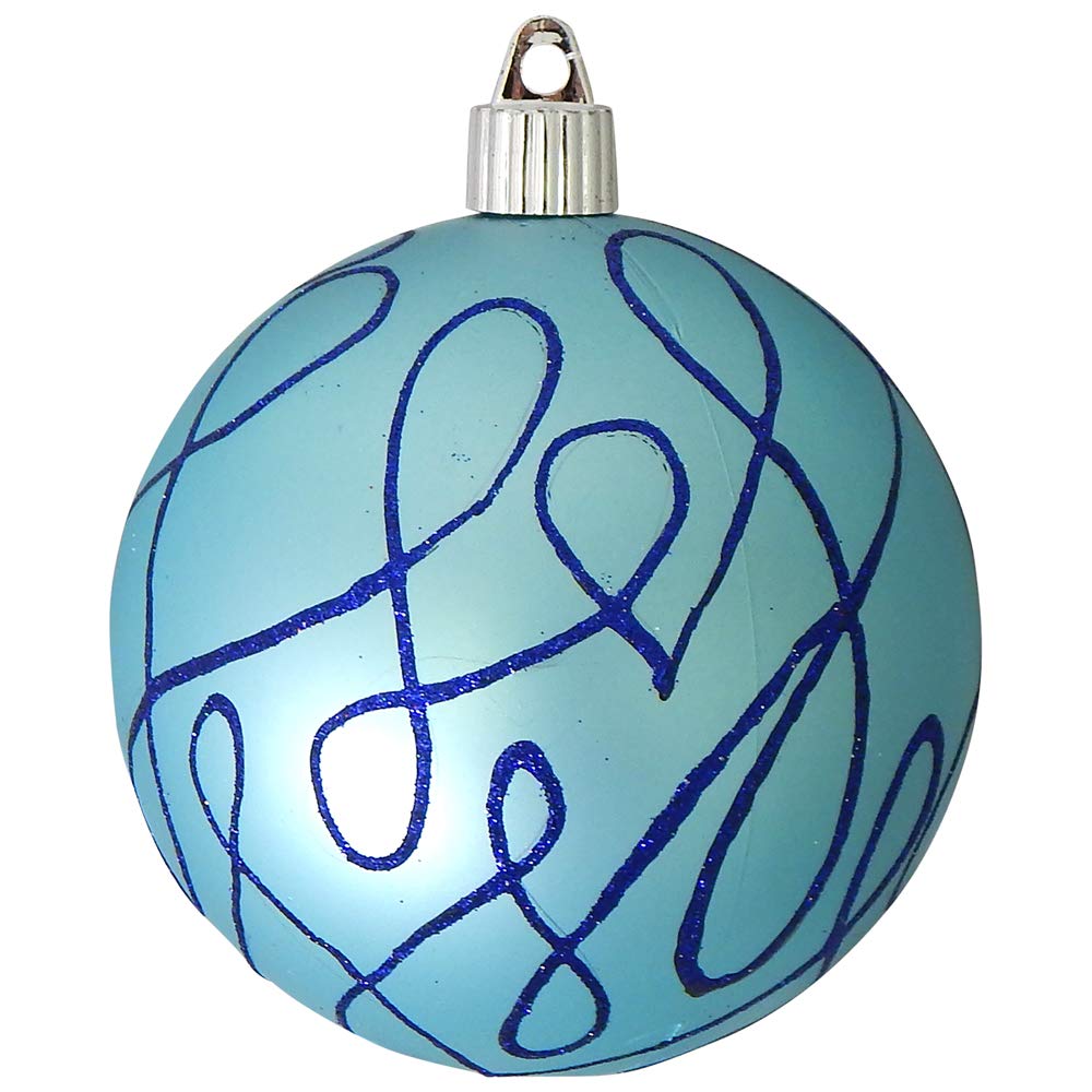 Christmas By Krebs 4" (100mm) Ornament [4 Pieces] Commercial Grade Indoor and Outdoor Shatterproof Plastic, Water Resistant Ball Decorated Ornaments (Serenity Velvet Blue with Loops)