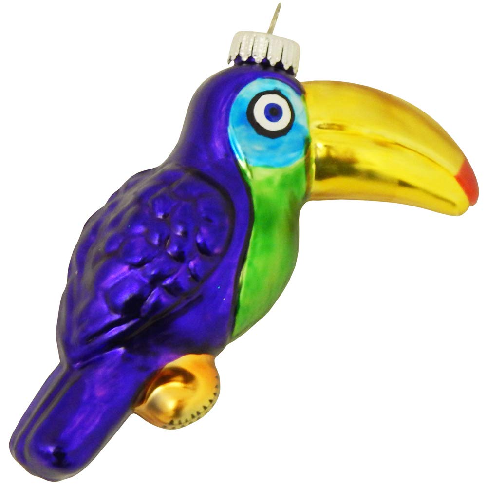 Christmas Tree Ornaments - Figurine Glass from Christmas By Krebs - Handcrafted Hanging Holiday Decor for Trees (4.5" Colorful Toucan)