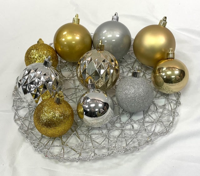 Christmas by Krebs Shatterproof Interior 9 Ft. Garland Decorating Kit - ORNAMENTS ONLY (Gold & Silver)