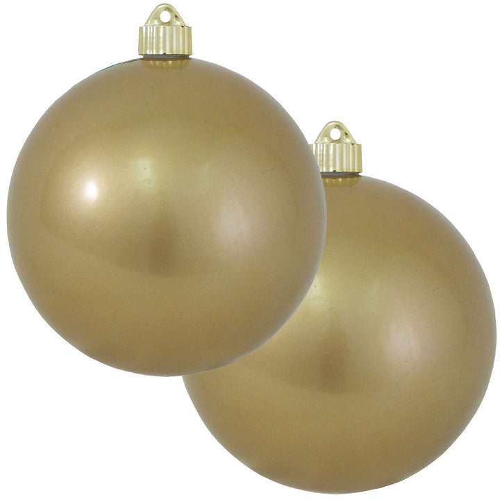 Christmas By Krebs 6" (150mm) Candy Gold [2 Pieces] Solid Commercial Grade Indoor and Outdoor Shatterproof Plastic, UV and Water Resistant Ball Ornament Decorations